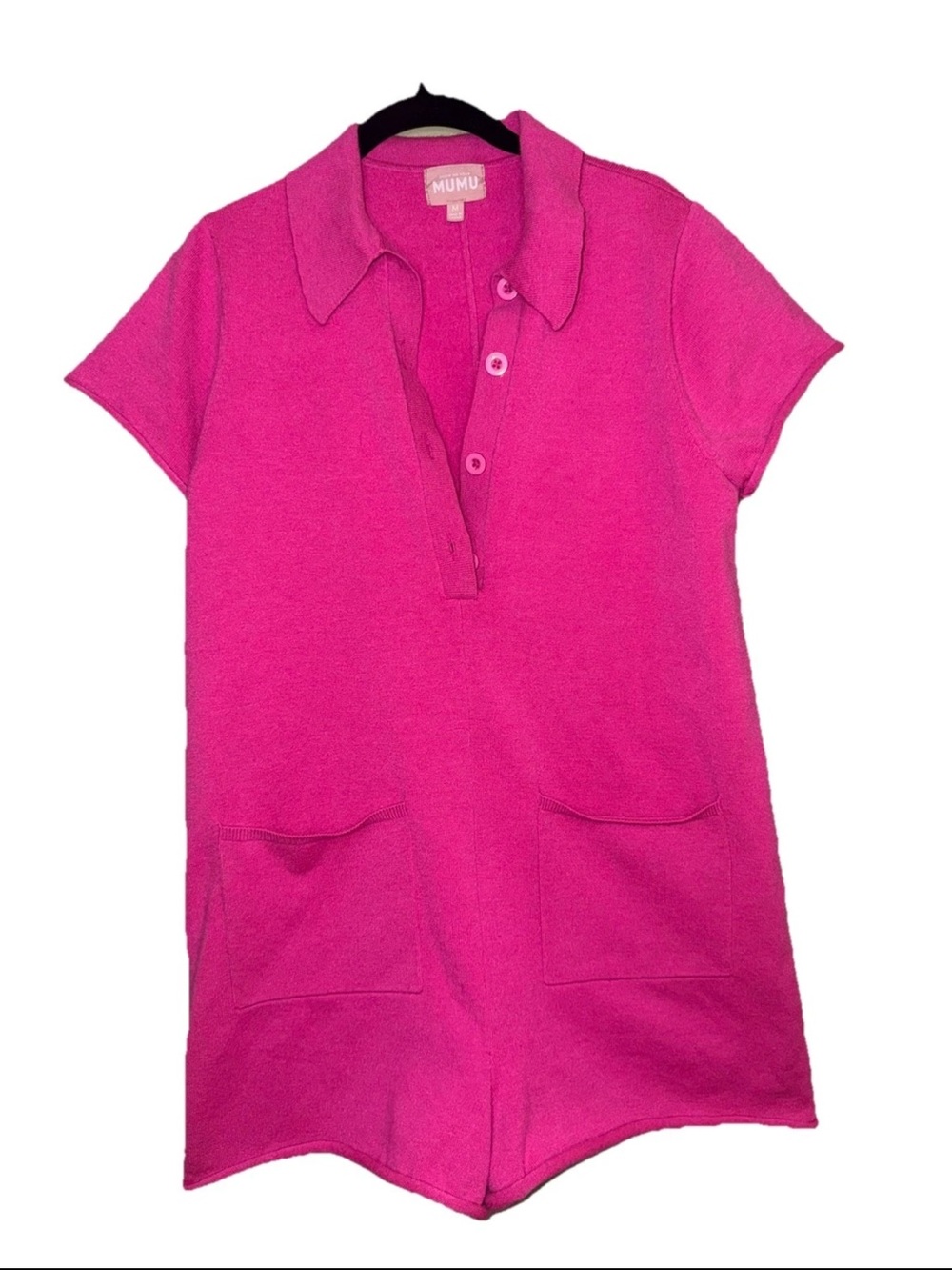 Show Me Your Mumu Gio Sweater Romper - Hot Pink Knit - Medium Womens